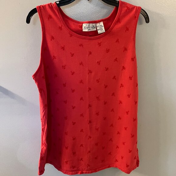 Basic Editions Tops - Basic Editions Plus Red Embroidered Tank Top Size 2X